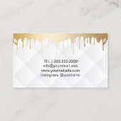 メイクアップアーティスト赤い唇金ゴールドドリップクラスホワイト 名刺 (裏面)