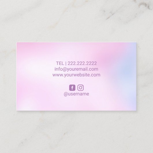 メイクアップアーティスト赤面グラデーションピンクリップ美しいサロン 名刺 (裏面)