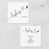 メイクアップアーティスト赤面ピンクアイズラッシュハート スクエア名刺 (正面/裏面)