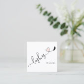 メイクアップアーティスト赤面ピンクアイズラッシュハート スクエア名刺 (スタンド正面)