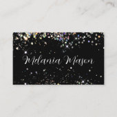 メイクアップアーティスト輝くホログラフィックグリッターブラック 名刺 (正面)