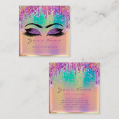 メイクアップアーティスト遺跡自筆画ピンク紫ユニコーン スクエア名刺 (正面/裏面)