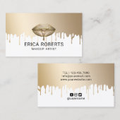 メイクアップアーティスト金ゴールドの唇が滴モダンる 名刺 (正面/裏面)