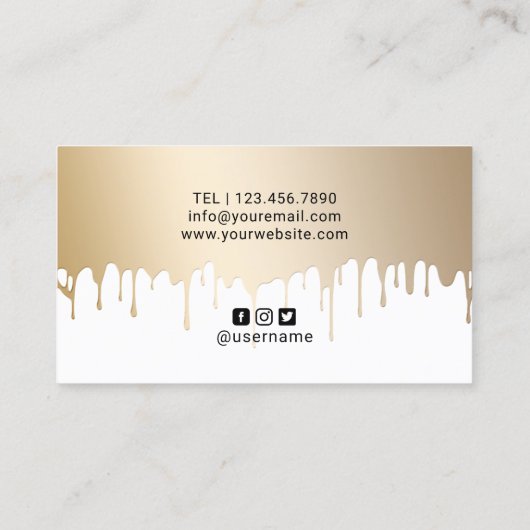 メイクアップアーティスト金ゴールドの唇が滴モダンる 名刺 (裏面)