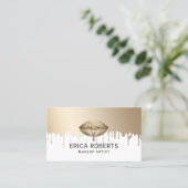 メイクアップアーティスト金ゴールドの唇が滴モダンる 名刺 (スタンド正面)