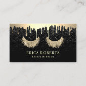 メイクアップアーティスト金ゴールドまつ毛サロントレンディードリップ 名刺 (正面)