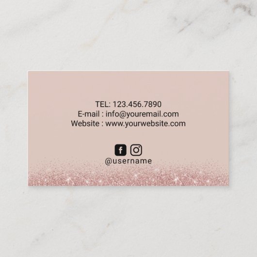 メイクアップアーティスト金ゴールドまつ毛バラ金ゴールドグリッターサロン 名刺 (裏面)