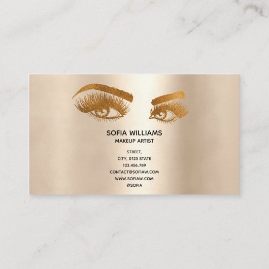 メイクアップアーティスト金ゴールドアイ美しいサロン滴下金ゴールド 名刺 (裏面)