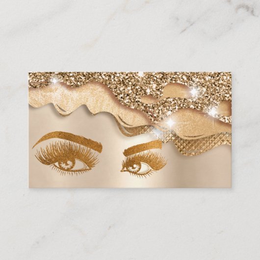 メイクアップアーティスト金ゴールドアイ美しいサロン滴下金ゴールド 名刺 (正面)