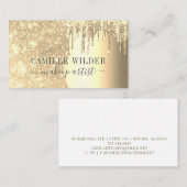 メイクアップアーティスト金ゴールドグリッタードリップ 名刺 (正面/裏面)