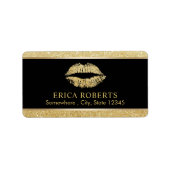 メイクアップアーティスト金ゴールドグリッターリップ美しいサロン ラベル (正面)