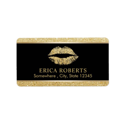 メイクアップアーティスト金ゴールドグリッターリップ美しいサロン ラベル (正面)