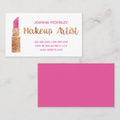 メイクアップアーティスト金ゴールドグリッター水彩口紅 名刺 (正面/裏面)