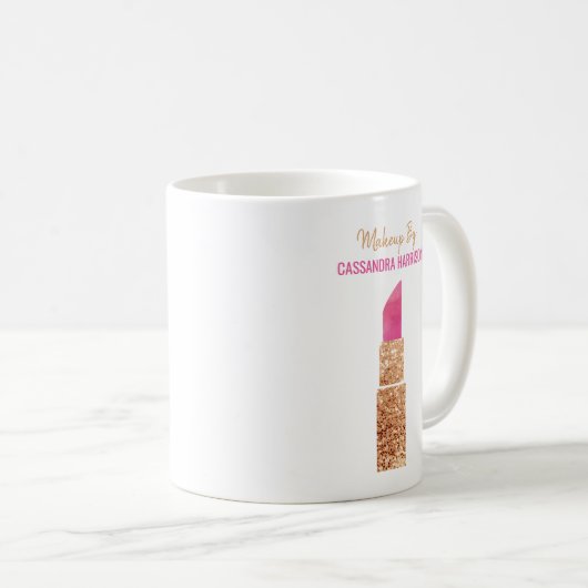 メイクアップアーティスト金ゴールドシークイン水彩美しいサロン コーヒーマグカップ (正面右)