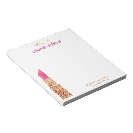 メイクアップアーティスト金ゴールドシークイン水彩美しいサロン ノートパッド (アングル)