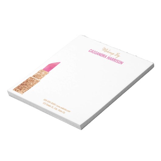 メイクアップアーティスト金ゴールドシークイン水彩美しいサロン ノートパッド (回転)