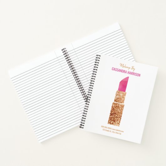 メイクアップアーティスト金ゴールドシークイン水彩美しいサロン ノートブック (内部)