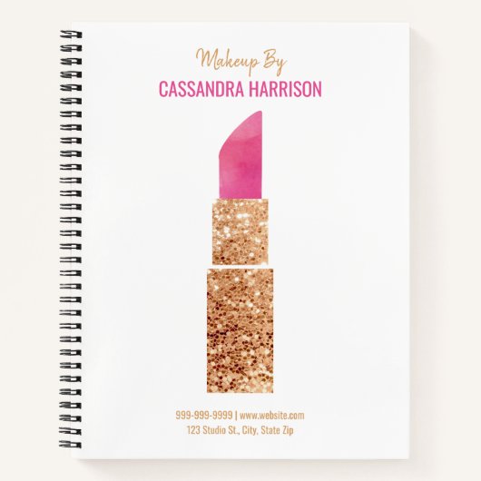 メイクアップアーティスト金ゴールドシークイン水彩美しいサロン ノートブック (正面)