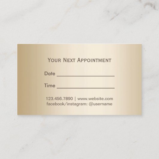 メイクアップアーティスト金ゴールドストライプのダマスクアポイントメント 予約カード (裏面)