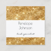メイクアップアーティスト金ゴールドスパークルグラム スクエア名刺 (正面)