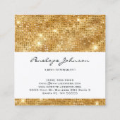 メイクアップアーティスト金ゴールドスパークルグラム スクエア名刺 (裏面)