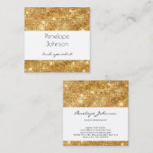 メイクアップアーティスト金ゴールドスパークルグラム スクエア名刺 (正面/裏面)