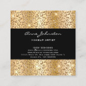 メイクアップアーティスト金ゴールドスパークルチーター スクエア名刺 (裏面)