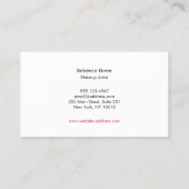 メイクアップアーティスト金ゴールドタイポグラフィレッドリップスティックキス 名刺 (裏面)