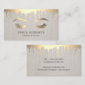 メイクアップアーティスト金ゴールドドリップスラッシュサロンクラッシリーリネン 名刺 (正面/裏面)