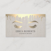 メイクアップアーティスト金ゴールドドリップスラッシュサロンクラッシリーリネン 名刺 (正面)