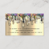 メイクアップアーティスト金ゴールドパープルラッシュホログラフィードリップ 名刺 (裏面)