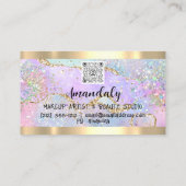 メイクアップアーティスト金ゴールドフレームグリッターQRCodeのDRIPS 名刺 (裏面)