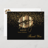 メイクアップアーティスト金ゴールドメタリック唇オン黒 ポストカード (正面/裏面)