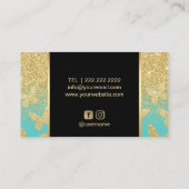 メイクアップアーティスト金ゴールドモダングリッター蝶 名刺 (裏面)