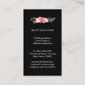 メイクアップアーティスト金ゴールドモダンフローラデコストライプ 名刺 (裏面)