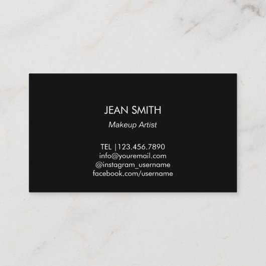 メイクアップアーティスト金ゴールドモダンリップブラック&ホワイト 名刺 (裏面)