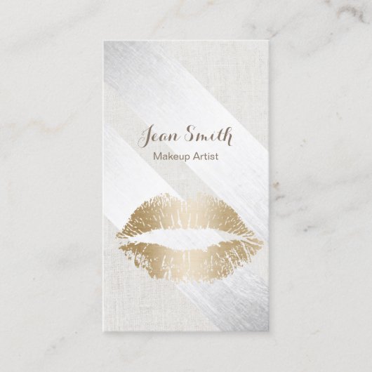 メイクアップアーティスト金ゴールドモダンリップ幾何学銀 名刺 (正面)