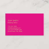 メイクアップアーティスト金ゴールドモダンリップ熱ピンク 名刺 (裏面)