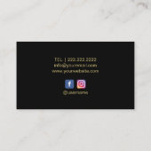 メイクアップアーティスト金ゴールドモノグラムレッドリボンラグジュアリー 名刺 (裏面)