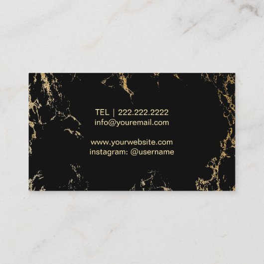 メイクアップアーティスト金ゴールドリップサロントレンディーブラックフローラ 名刺 (裏面)