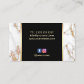 メイクアップアーティスト金ゴールドリップサロンラグジュアリーマーブル 名刺 (裏面)