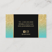 メイクアップアーティスト金ゴールドリップターコイズ金ゴールドグリッター 名刺 (裏面)