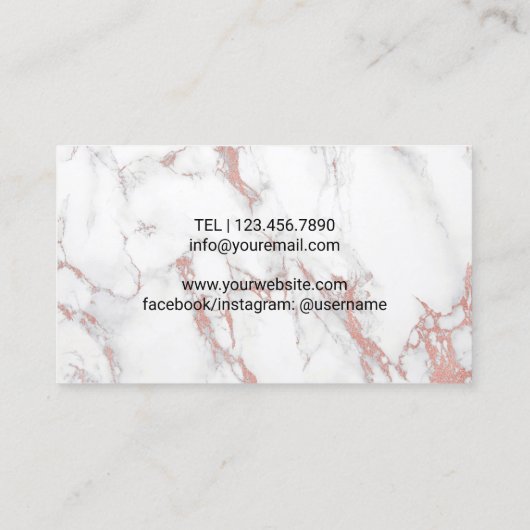 メイクアップアーティスト金ゴールドリップトレンディーホワイトマーブル 名刺 (裏面)