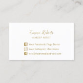 メイクアップアーティスト金ゴールドリップピンククラウン美しいサロン 名刺 (裏面)