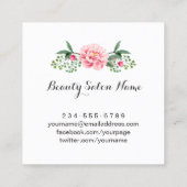 メイクアップアーティスト金ゴールドリップフローラ白黒ストライプ スクエア名刺 (裏面)