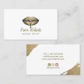 メイクアップアーティスト金ゴールドリップミニマル美しいサロン 名刺 (正面/裏面)