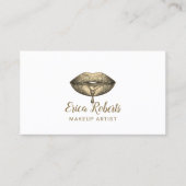 メイクアップアーティスト金ゴールドリップミニマル美しいサロン 名刺 (正面)