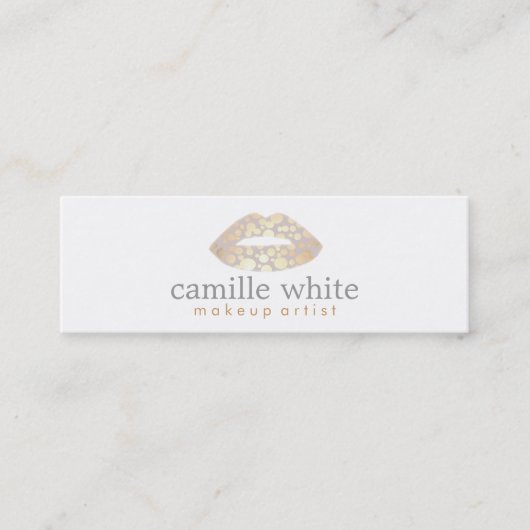 メイクアップアーティスト金ゴールドリップミニ スキニー名刺 (正面)