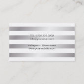 メイクアップアーティスト金ゴールドリップモダンシルバーストライプズ 名刺 (裏面)