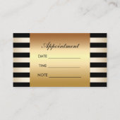 メイクアップアーティスト金ゴールドリップモダンストライプアポイントメント 予約カード (裏面)